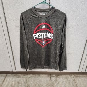 Nba Detroit Pistons Long Sleeve Adidas Graphic Shirt Size Medium